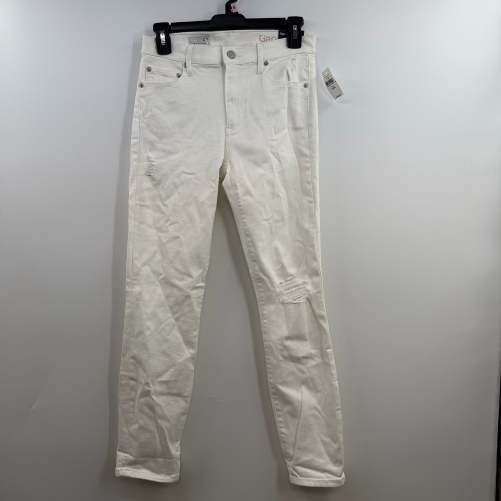 Gap 1969 Resolution Slim Straight Skimmer Jeans 27 White Distressed NWT